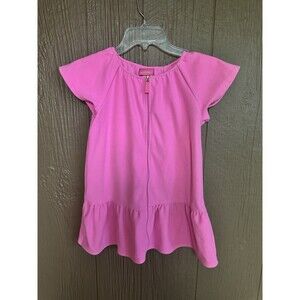 Lilly Pulitzer Girl's Illiana Swim Cover Up Size M (6-7) Flutter Sleeve Hot Pink